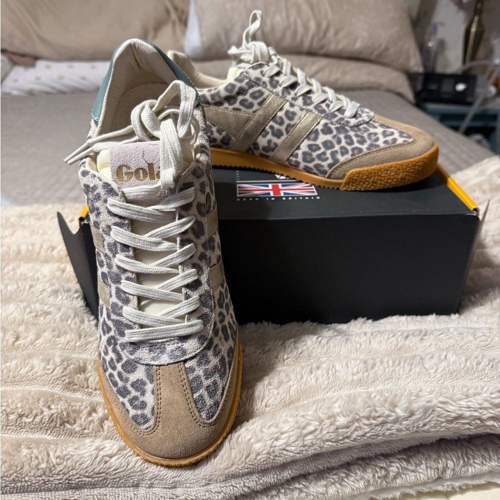 Gola Women's Leopard Print Sneakers in Beige, Gray and Tan